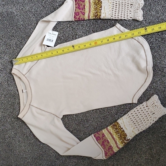 NWT Free People Mix Thermal Cuff Long Sleeve Y2K Top women boho - Picture 9 of 12